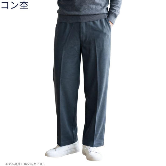 シニア メンズ パンツ 股下66cm 総ゴム 前ファスナー ストレッチ 消臭テープ お名前タグ M L LL 通年 介護 施設