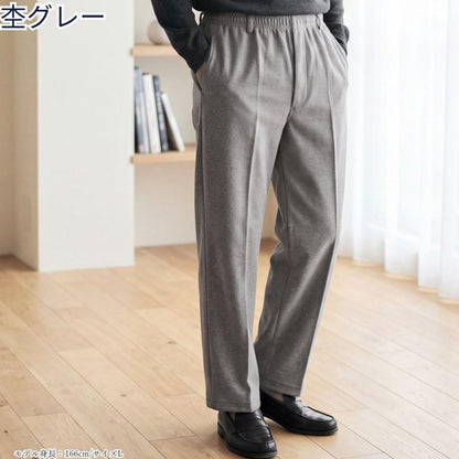 シニア メンズ パンツ 股下66cm 総ゴム 前ファスナー ストレッチ 消臭テープ お名前タグ M L LL 通年 介護 施設