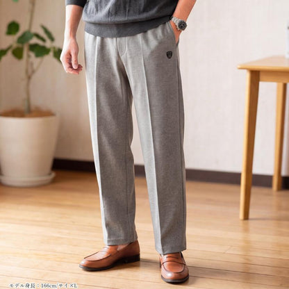 シニア メンズ パンツ 股下66cm 総ゴム 前ファスナー ストレッチ 消臭テープ お名前タグ M L LL 通年 介護 施設