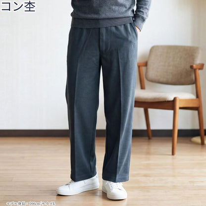 シニア メンズ パンツ 股下66cm 総ゴム 前ファスナー ストレッチ 消臭テープ お名前タグ M L LL 通年 介護 施設
