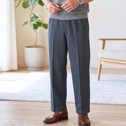 シニア メンズ パンツ 股下66cm 総ゴム 前ファスナー ストレッチ 消臭テープ お名前タグ M L LL 通年 介護 施設