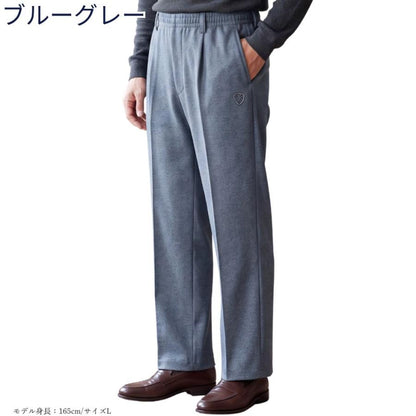 シニア メンズ パンツ 股下66cm 総ゴム 前ファスナー ストレッチ 消臭テープ お名前タグ M L LL 通年 介護 施設