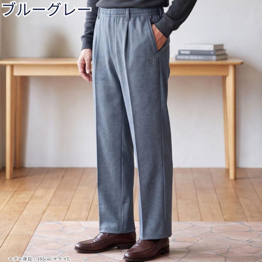 シニア メンズ パンツ 股下66cm 総ゴム 前ファスナー ストレッチ 消臭テープ お名前タグ M L LL 通年 介護 施設