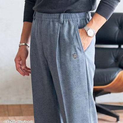 シニア メンズ パンツ 股下66cm 総ゴム 前ファスナー ストレッチ 消臭テープ お名前タグ M L LL 通年 介護 施設