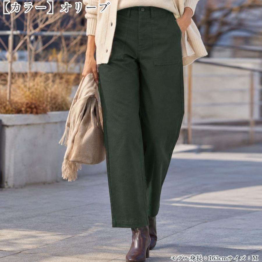 ワイドパンツ レディース 裏起毛 デニム ベイカーパンツ 秋冬 ストレッチ 後ろゴム 股下66cm 暖かい 防寒 きれいめ ゆったり M L LL