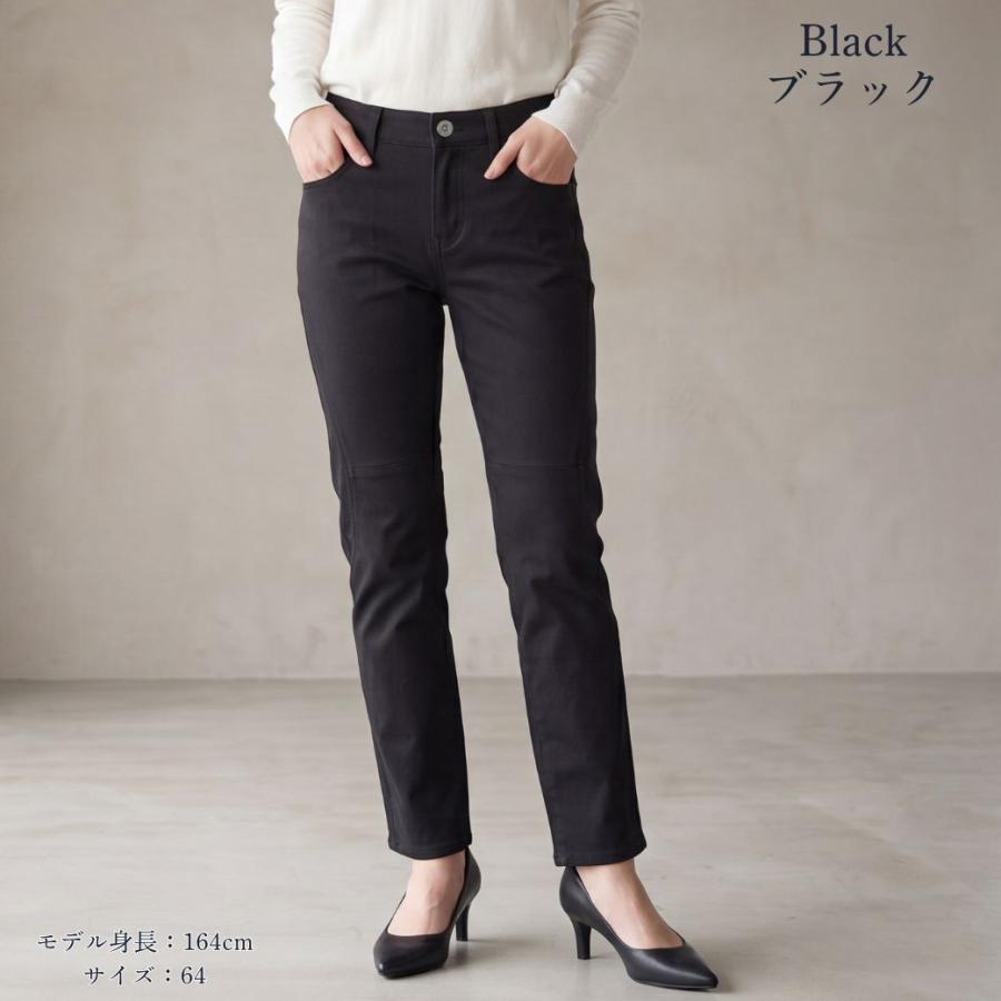 ストレートパンツ レディース 黒 ブラックパンツ 仕事用 美脚 ストレッチ ウエストゴム 色落ちしにくい 股下70cm オフィス 事務服 S-3L