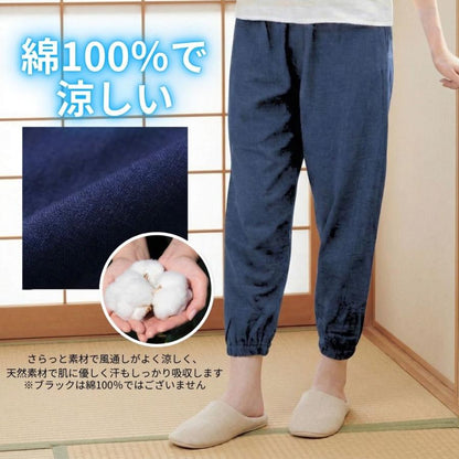もんぺ レディース 日本製 夏用 涼しい 綿100％ 黒は乾燥機対応 ウエストゴム 股上深め シニア M L LL 3L