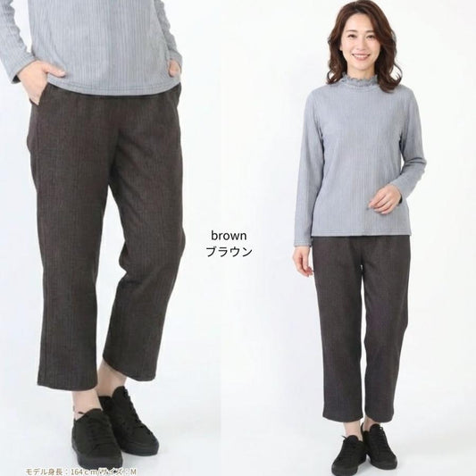 シニアパンツ レディース 股下60cm 丈直し不要 ストレッチ 総ゴム 毛玉になりにくい 裏ベロア 春夏 秋冬 M L LL 3L 婦人 高齢者