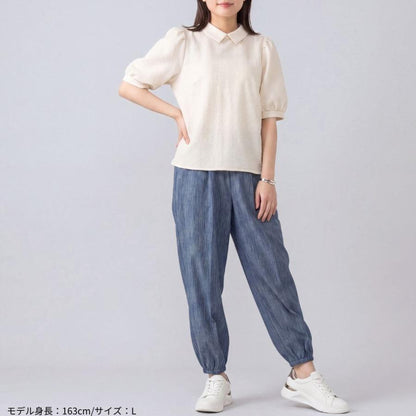 もんぺ レディース 日本製 高島ちぢみ 綿100％ 夏用 涼しい ウエストゴム 裾ゴム シニアパンツ M L LL 3L