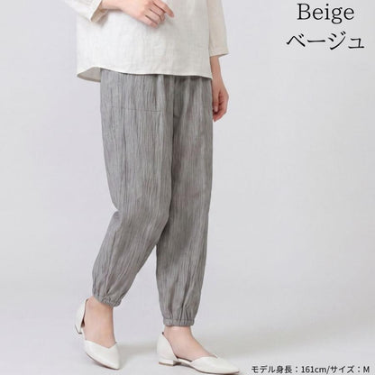 もんぺ レディース 日本製 高島ちぢみ 綿100％ 夏用 涼しい ウエストゴム 裾ゴム シニアパンツ M L LL 3L