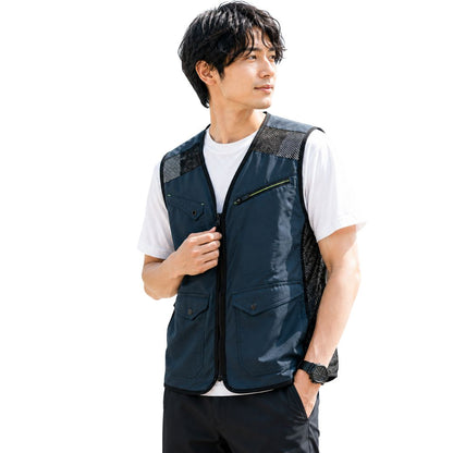 メッシュベスト メンズ 多機能ベスト 作業ベスト 軽量 通気性 ストレッチ ポケット 前開き 夏 アウトドア 釣り カメラ 撮影 作業着 S-5L
